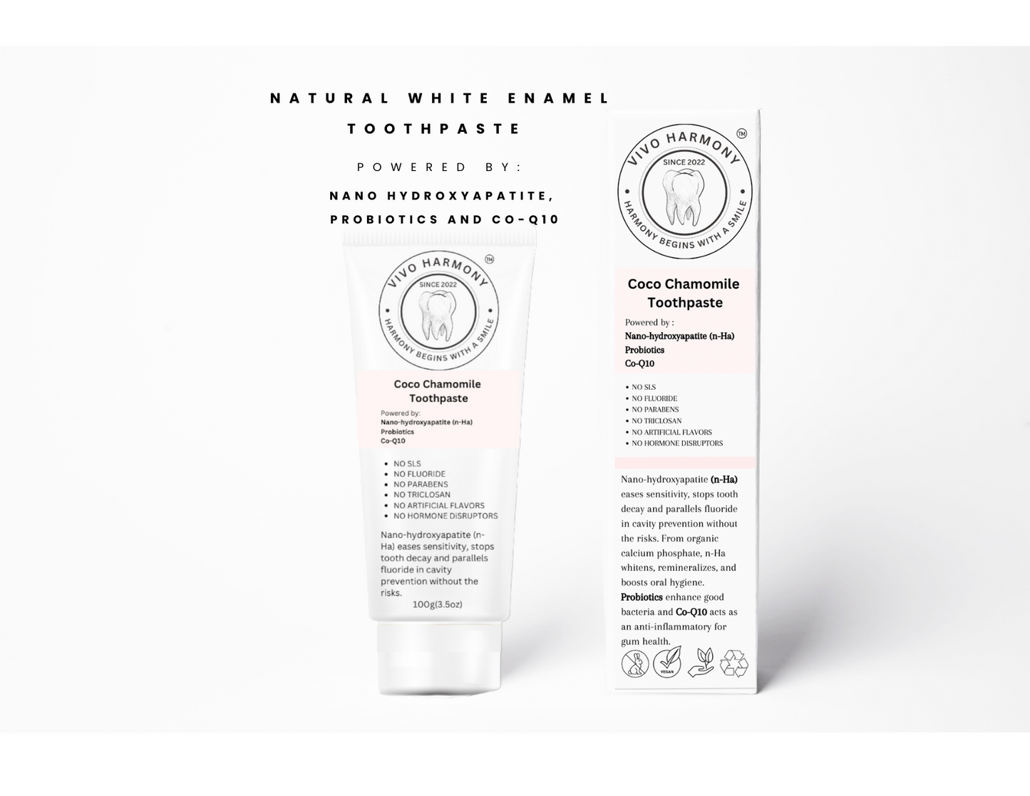 Whitening Toothpaste powered by: Nano hydroxyapatite, Probiotics and Co-Q10